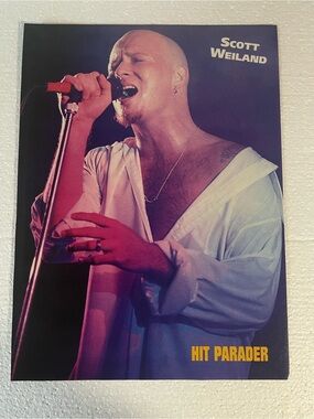 Scott Weiland Hit Parader Pinup — White Shirt with Pink Stage Lighting